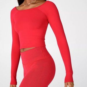 NWT Fabletics Red Emilia Sculptknit Workout Top
